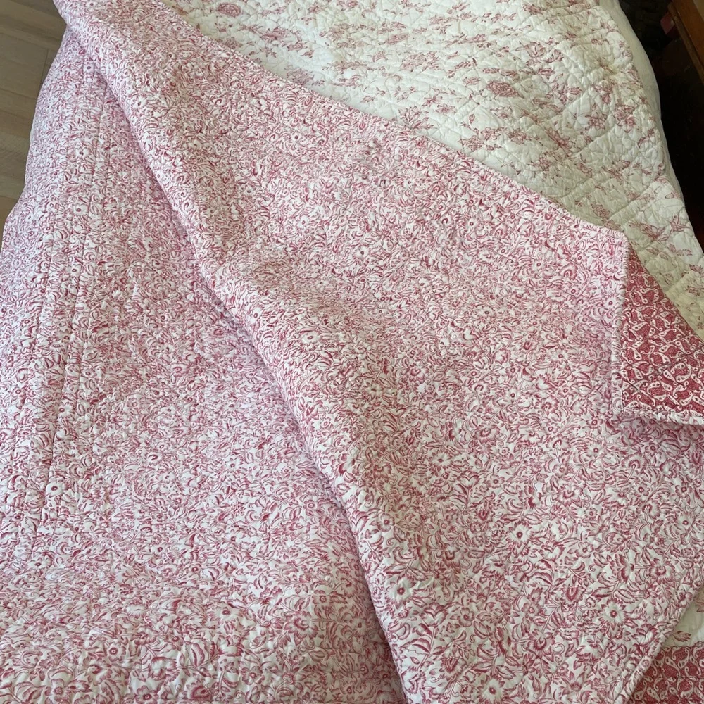 King Size Quilt French Country Living Catalog. Floral Red Quilt.